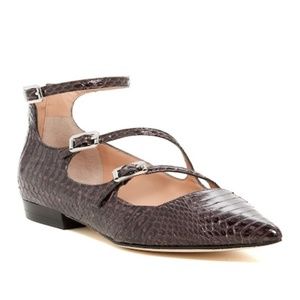 Sigerson Morrison Snakeskin Buckle Strap Flat